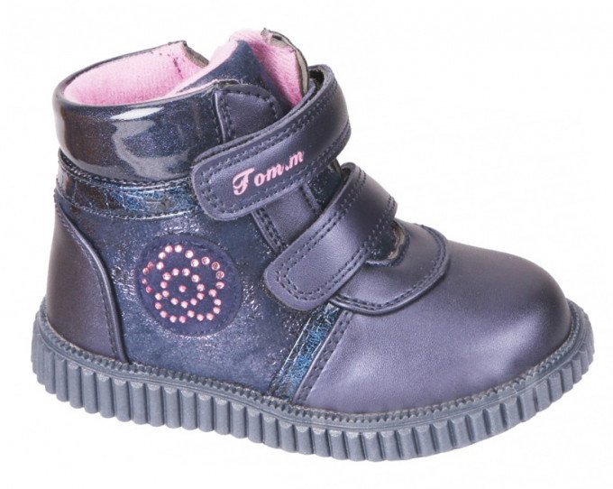 Фото - темно-сині демісезонні черевики для дівчинки зі стразами ціна 445 грн. за пару - Леопольд