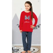Картинка, детская пижама "Минни" красная с темно-синим