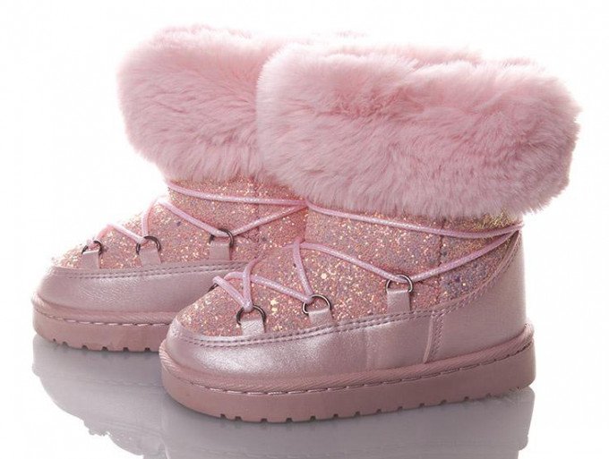Фото - рожеві чобітки для дівчинки з хутром ціна 665 грн. за пару - Леопольд