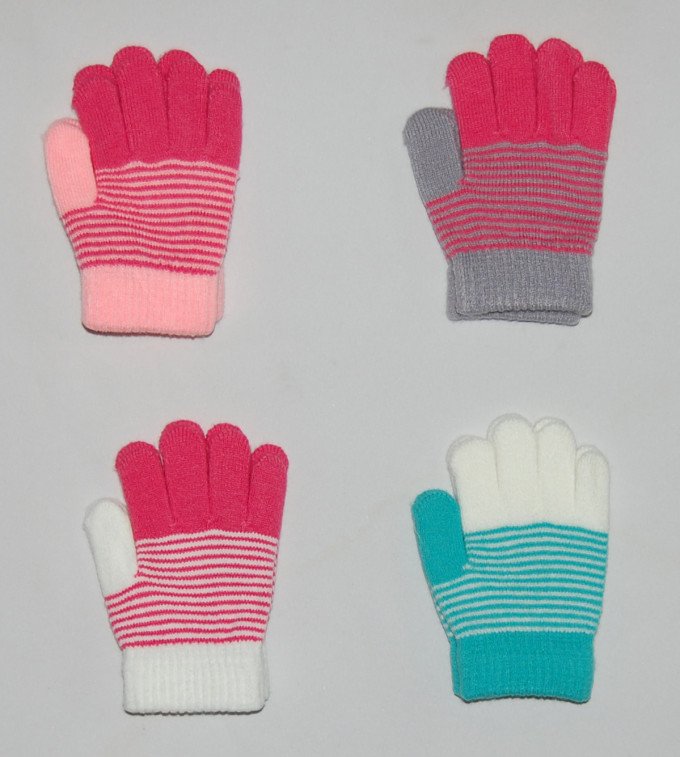 Фото - красиві смугасті рукавички для дівчинки ціна 45 грн. за пару - Леопольд