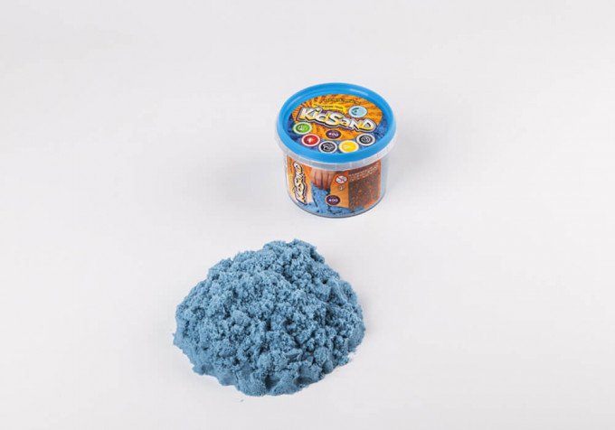 Фото - блакитний кінетичний пісок KidSand ціна 67 грн. за комплект - Леопольд