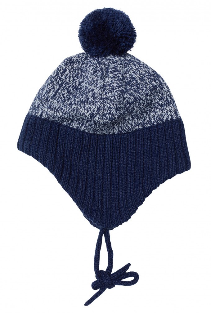 Фото - синя шапка для хлопчика на зав'язках ціна 85 грн. за штуку - Леопольд