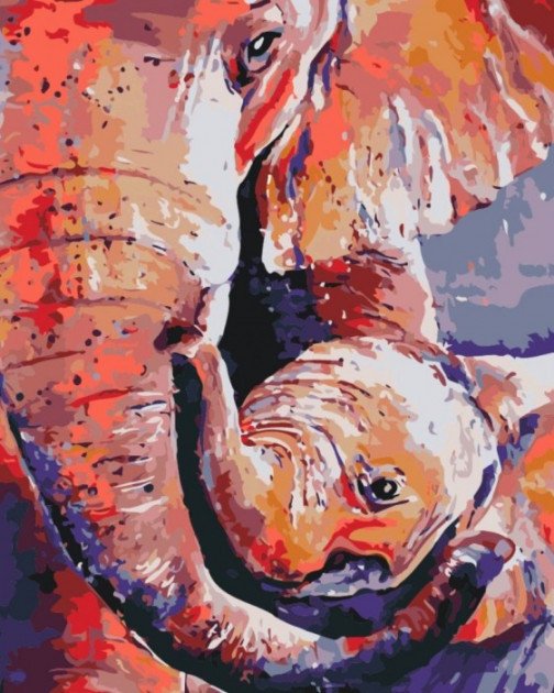 Фото - чудесная картина по номерам Мамина любовь - слоник цена 215 грн. за комплект - Леопольд
