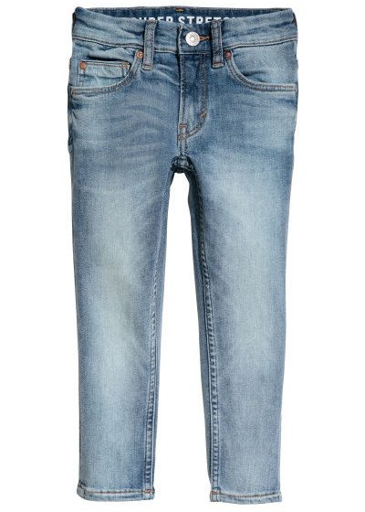 Фото - блакитні джинси-скінні з потертостями ціна 395 грн. за штуку - Леопольд