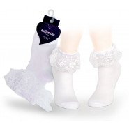 Картинка, білі шкарпетки з мереживом для дівчинки
