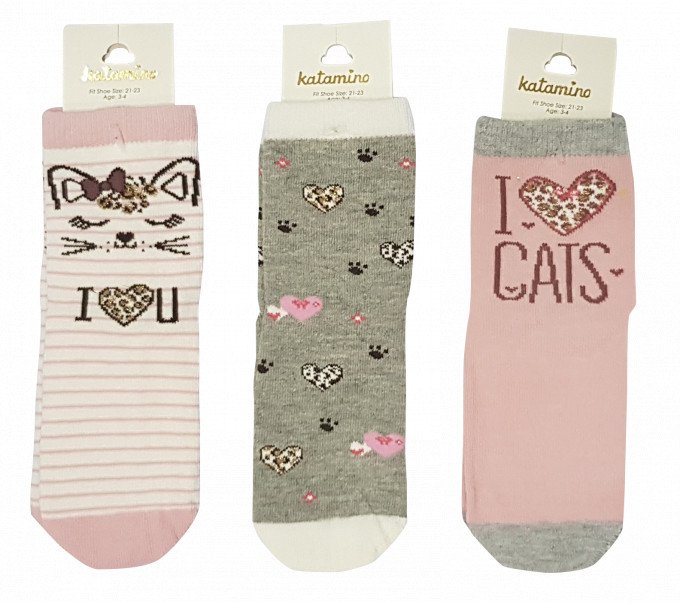 Фото - шкарпетки з котиками для дівчинки ціна 29 грн. за пару - Леопольд