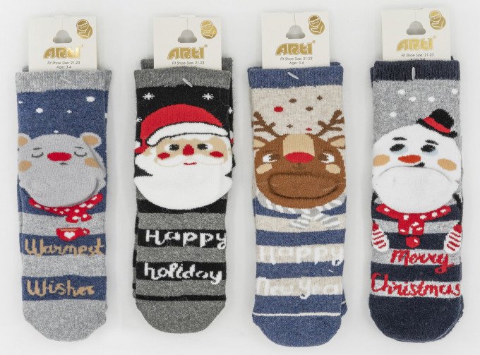 Фото - махрові шкарпетки з новорічним малюнком Арті ціна 49 грн. за пару - Леопольд