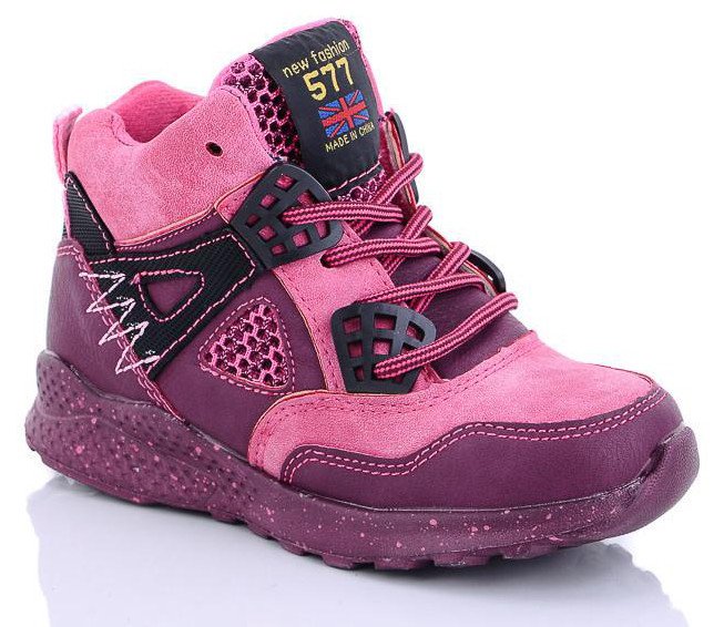 Фото - бордово-рожеві черевики для дівчинки ціна 475 грн. за пару - Леопольд