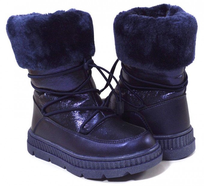 Фото - темно-сині чоботи на зиму для дівчинки ціна 795 грн. за пару - Леопольд