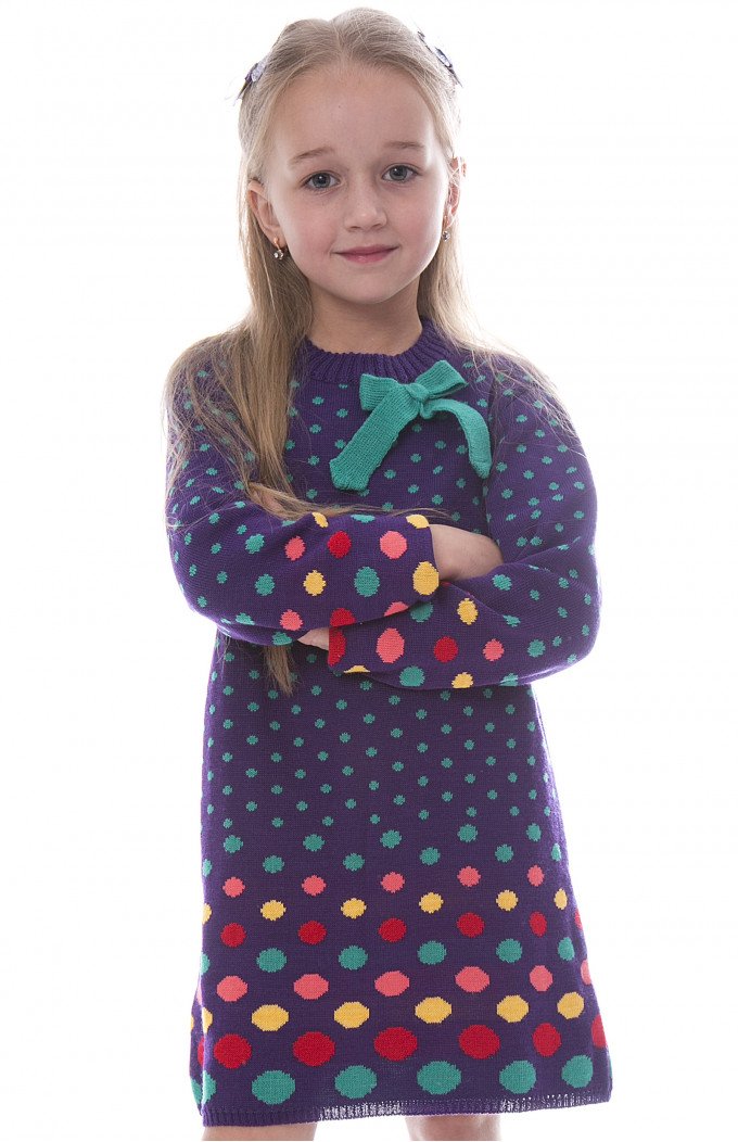 Фото - шерстяное детское вязаное платье в горох цена 325 грн. за штуку - Леопольд