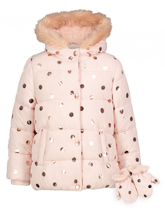 Фото - персиковая куртка в золотой горох для девочки цена 655 грн. за штуку - Леопольд