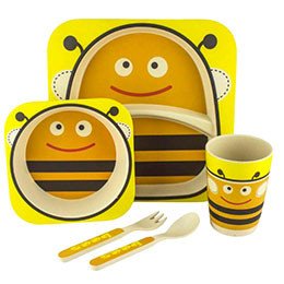 Фото - бамбуковий набір дитячого посуду Бджілка ціна 180 грн. за комплект - Леопольд