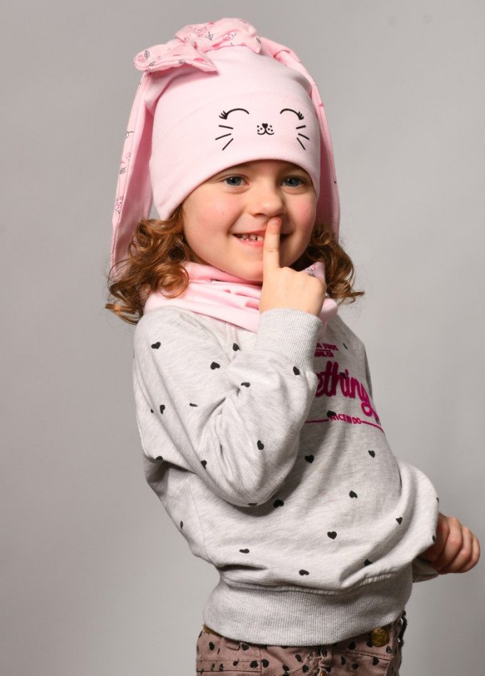 Фото - набор шапка с хомутом Зайка для девочки цена 210 грн. за комплект - Леопольд