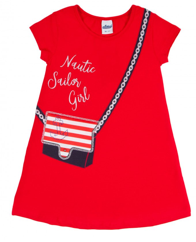 Фото - червона сукня Морячка із зображенням сумочки ціна 245 грн. за штуку - Леопольд