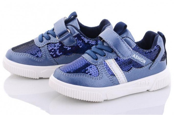 Фото - модные синие кроссовки с пайетками цена 395 грн. за пару - Леопольд