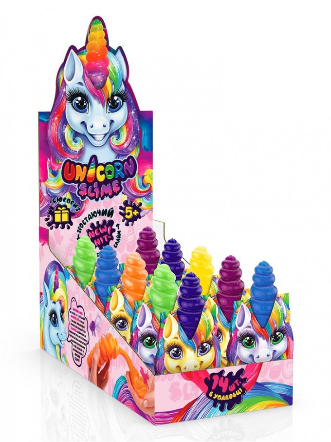 Фото - разноцветный слайм в красочной упаковке Unicorn Slime цена 37 грн. за штуку - Леопольд