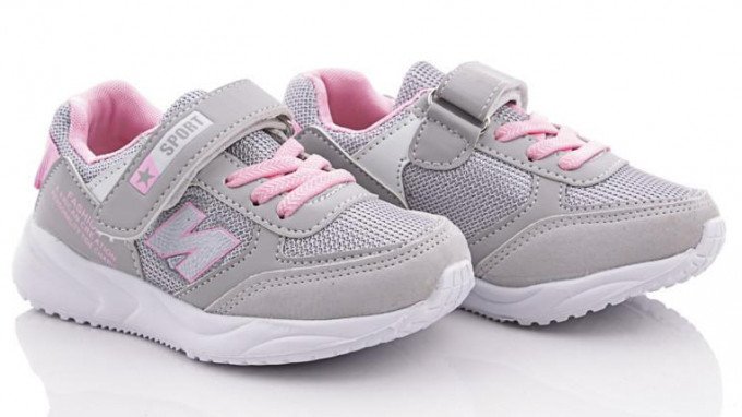 Фото - сіро-рожеві легкі кросівки для дівчинки ціна 265 грн. за пару - Леопольд