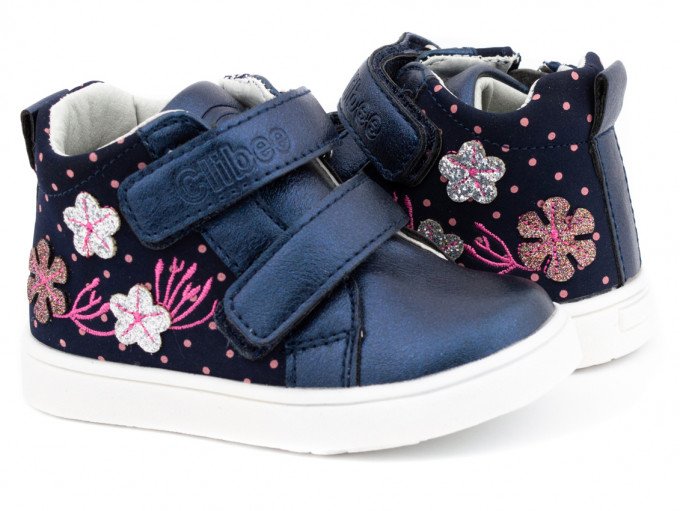 Фото - темно-сині черевики на осінь для дівчинки ціна 485 грн. за пару - Леопольд