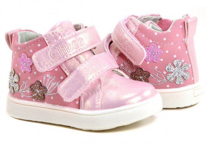 Фото - розовые осенние ботинки на липучках цена 485 грн. за пару - Леопольд