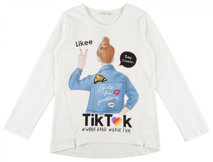 Фото - молочний реглан TikTok для дівчинки з довгим рукавом ціна 245 грн. за штуку - Леопольд