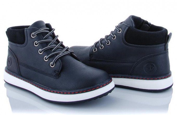 Фото - черные демисезонные ботинки на шнуровке цена 585 грн. за пару - Леопольд