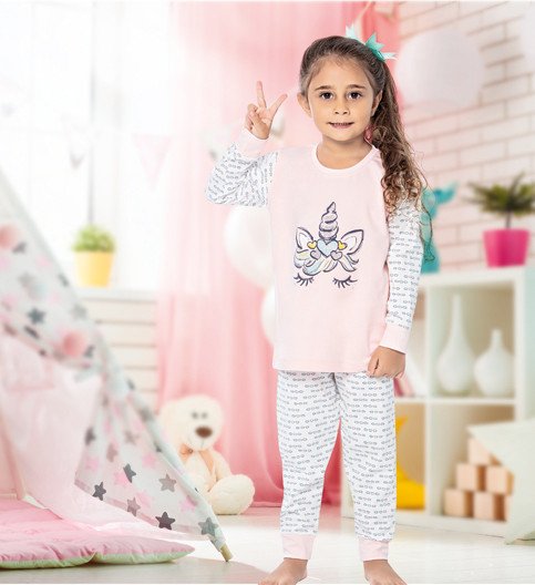 Фото - хлопковая пижама для девочки с единорожкой цена 365 грн. за комплект - Леопольд