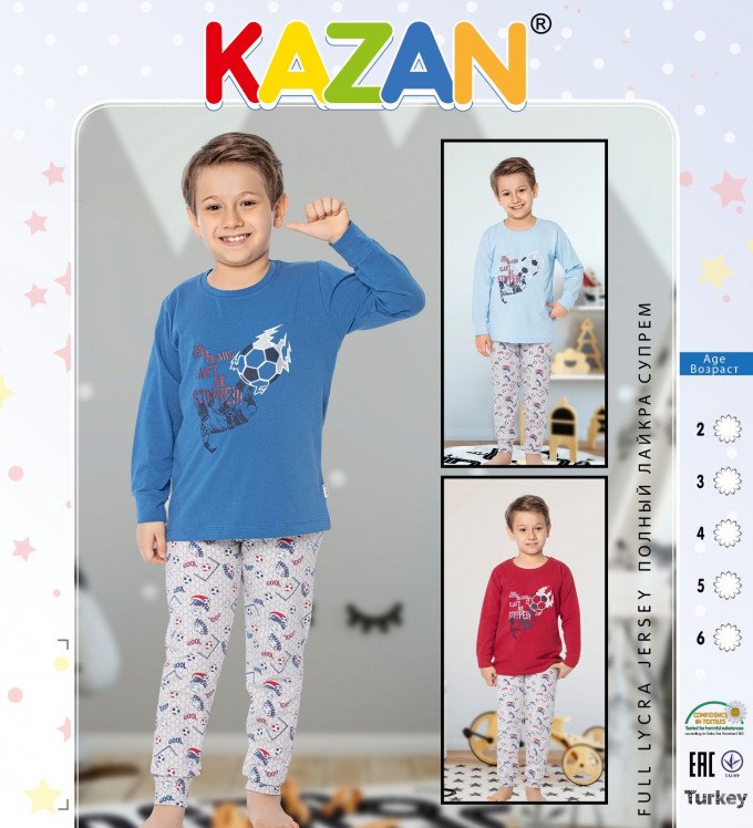 Фото - хлопковая пижама синего цвета для мальчика Футбол цена 350 грн. за комплект - Леопольд
