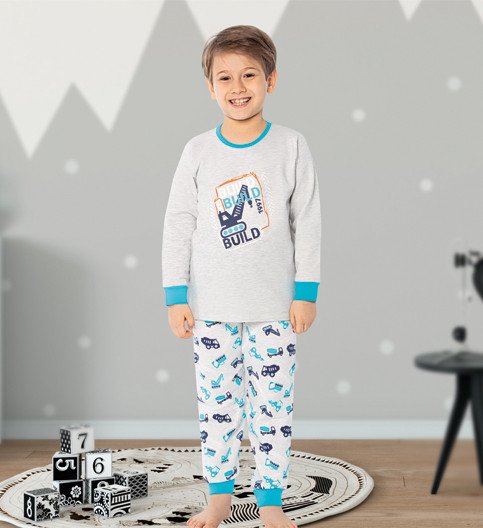 Фото - меланжева піжама для хлопчика на байку ціна 370 грн. за комплект - Леопольд