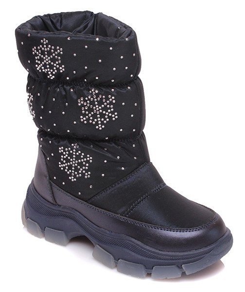 Фото - темно-сині чоботи для дівчинки зі сніжинками ціна 745 грн. за пару - Леопольд