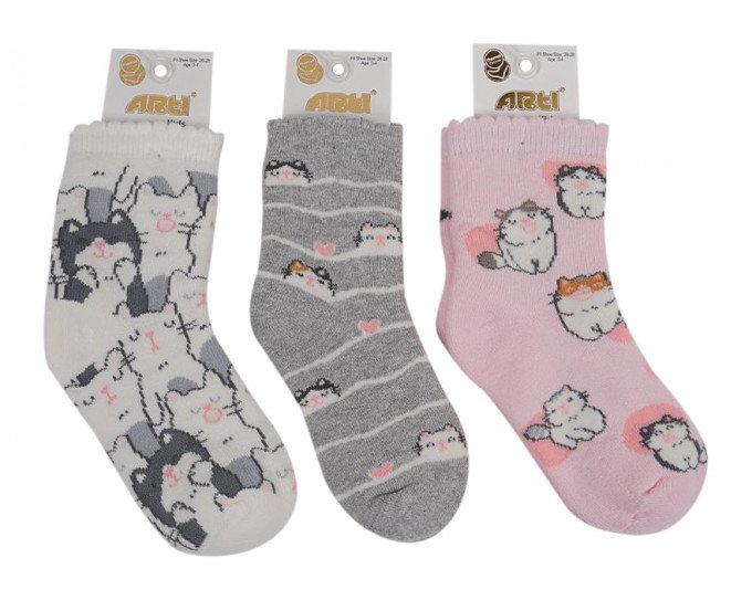 Фото - теплі шкарпетки в котиках для дівчинки ціна 59 грн. за пару - Леопольд