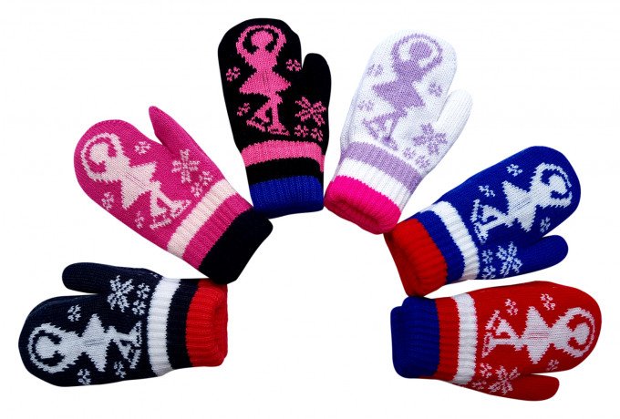 Фото - зимові рукавички із зображенням дівчинки на ковзанах ціна 99 грн. за пару - Леопольд