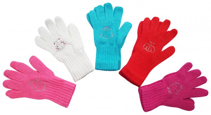 Фото - осінні рукавички зі стразами для дівчинки ціна 75 грн. за пару - Леопольд