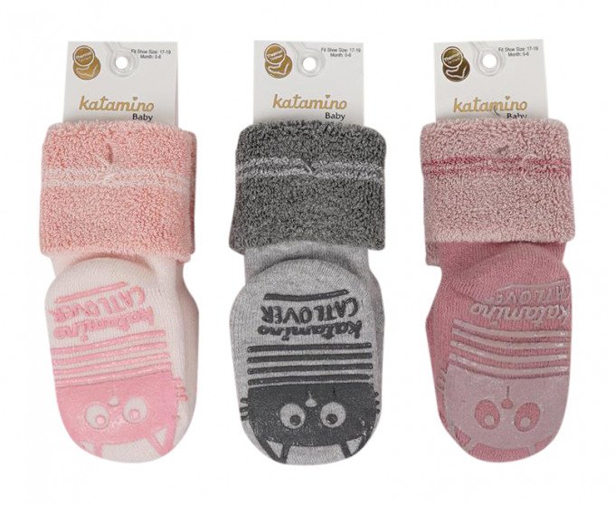 Фото - махрові шкарпетки з гальмами для дівчинки ціна 63 грн. за пару - Леопольд