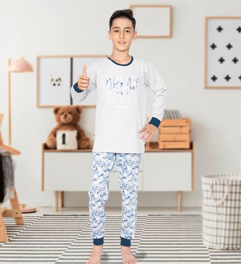 Фото - серая пижама для мальчика на байке цена 455 грн. за штуку - Леопольд
