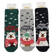 Картинка, гарні шкарпетки з ведмедиками у сніжинках унісекс