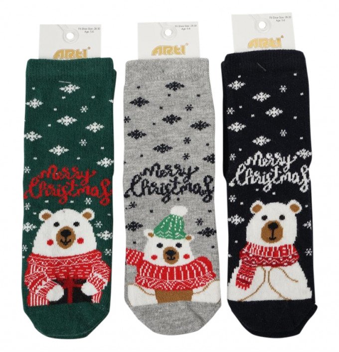 Фото - гарні шкарпетки з ведмедиками у сніжинках унісекс ціна 39 грн. за пару - Леопольд