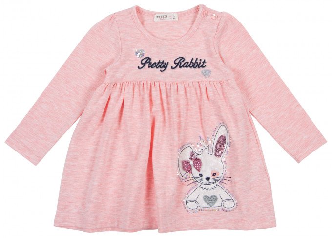 Фото - меланжевое платье с пушистым кроликом для девочки цена 325 грн. за штуку - Леопольд