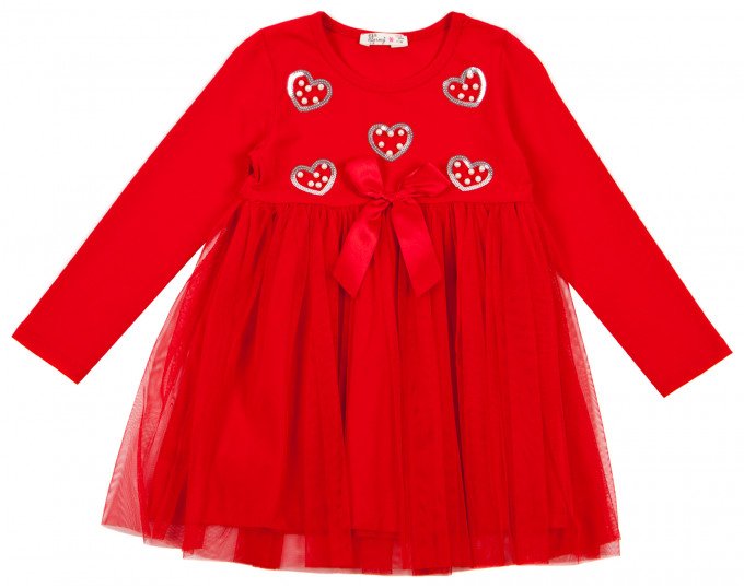Фото - однотонна червона сукня з намистинками для дівчинки ціна 315 грн. за штуку - Леопольд