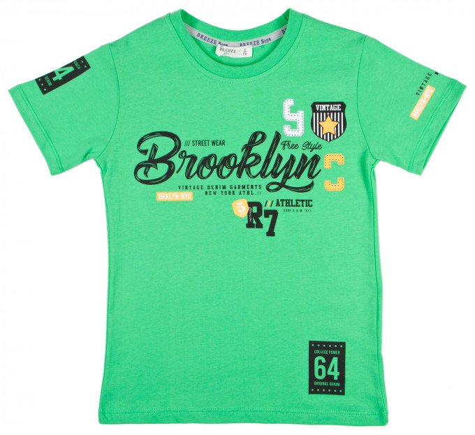 Фото - летняя футболка светло-зеленого цвета с надписью Brooklyn цена 345 грн. за штуку - Леопольд