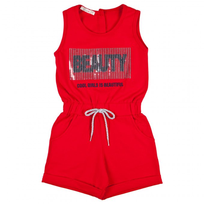 Фото - красный полукомбинезон с пайетками для модницы на лето цена 425 грн. за штуку - Леопольд