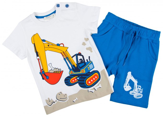 Фото - забавный комплект из футболки и шорт с эскаватором цена 425 грн. за комплект - Леопольд