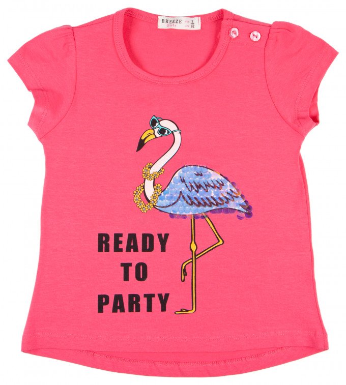 Фото - коралловая летняя футболка с фламинго цена 195 грн. за штуку - Леопольд