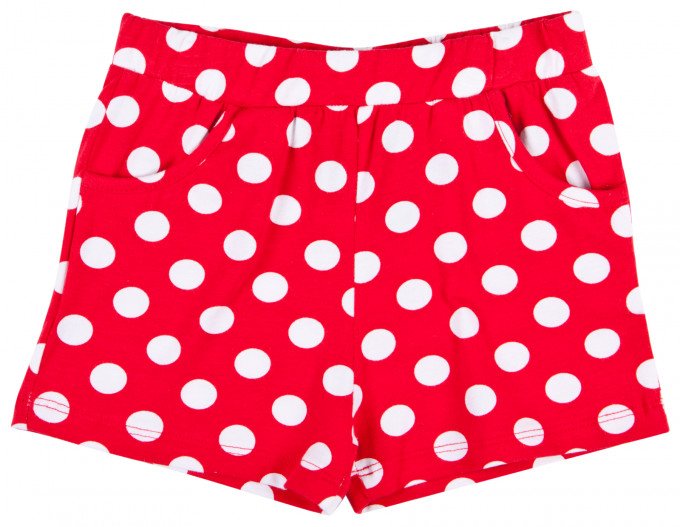 Фото - шортики червоного кольору в горошок для дівчинки ціна 185 грн. за штуку - Леопольд