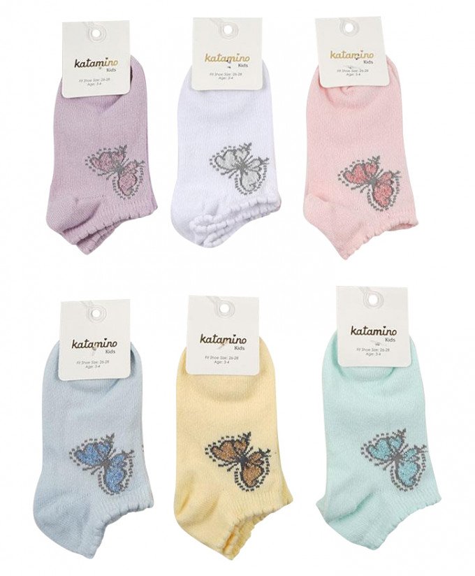 Фото - красиві короткі шкарпетки з метеликами ціна 26 грн. за пару - Леопольд