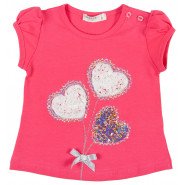 Картинка, коралова футболка для дівчинки "Кульки-сердечки"
