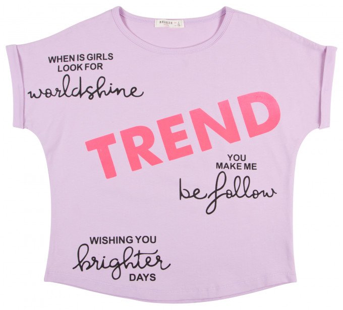 Фото - літня фіолетова футболка для дівчинки ціна 215 грн. за штуку - Леопольд