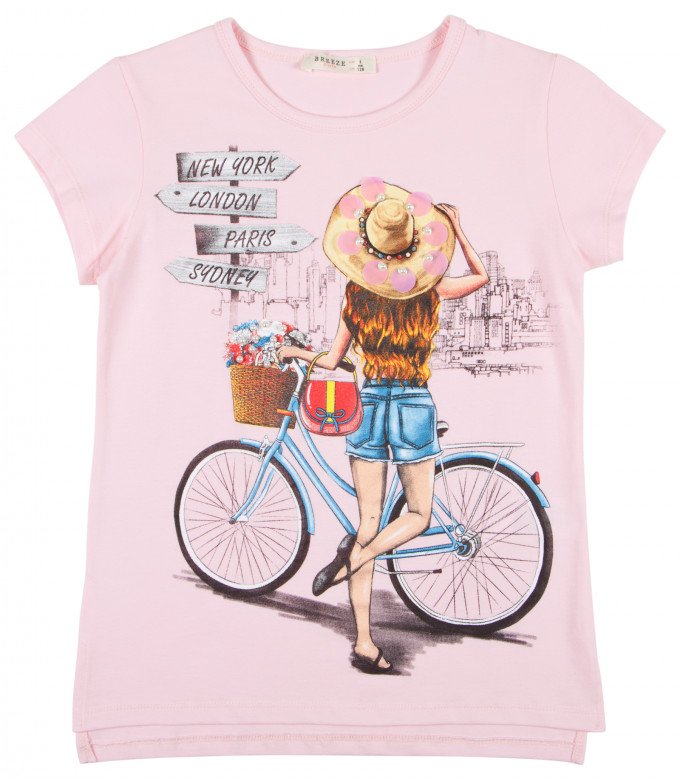 Фото - розовая красивая футболка для девочки цена 285 грн. за штуку - Леопольд