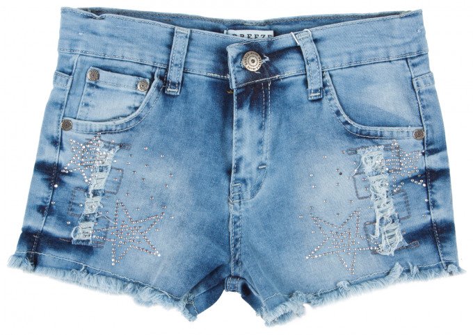 Фото - джинсовые шортики для девочки со стразами цена 445 грн. за штуку - Леопольд