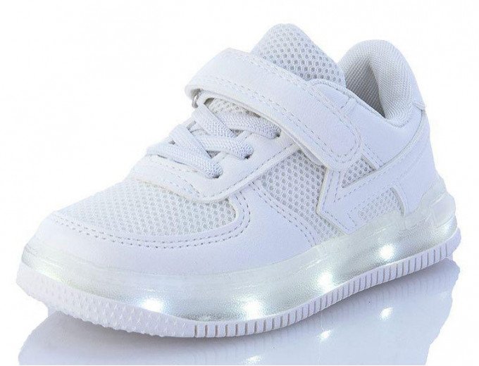 Фото - білі кросівки унісекс зі підошвою, що світиться ціна 475 грн. за пару - Леопольд