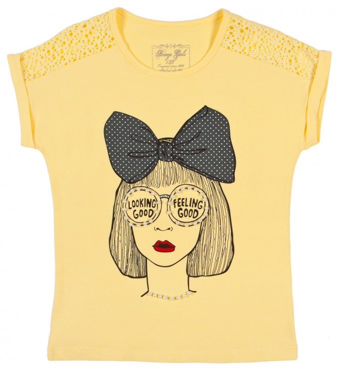 Фото - желтая легкая футболка для девочки цена 305 грн. за штуку - Леопольд